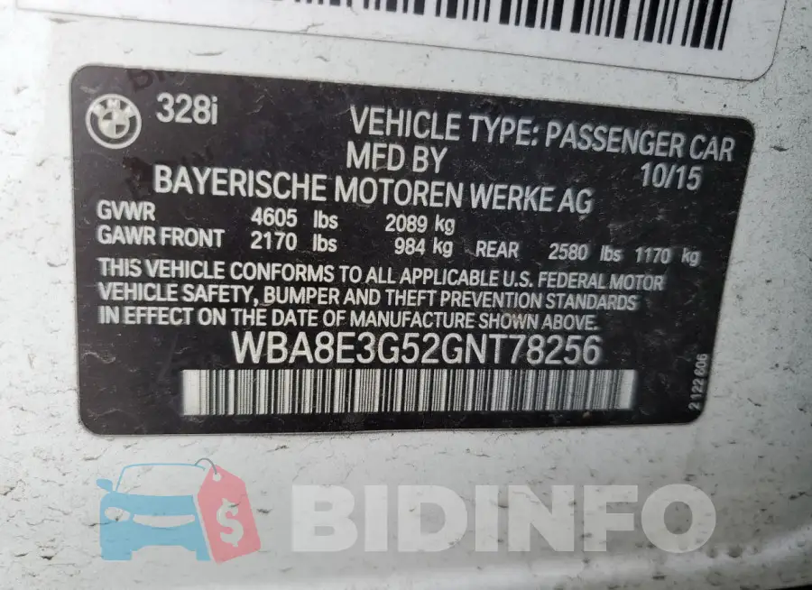 WBA8E3G52GNT78256 Photo# 12