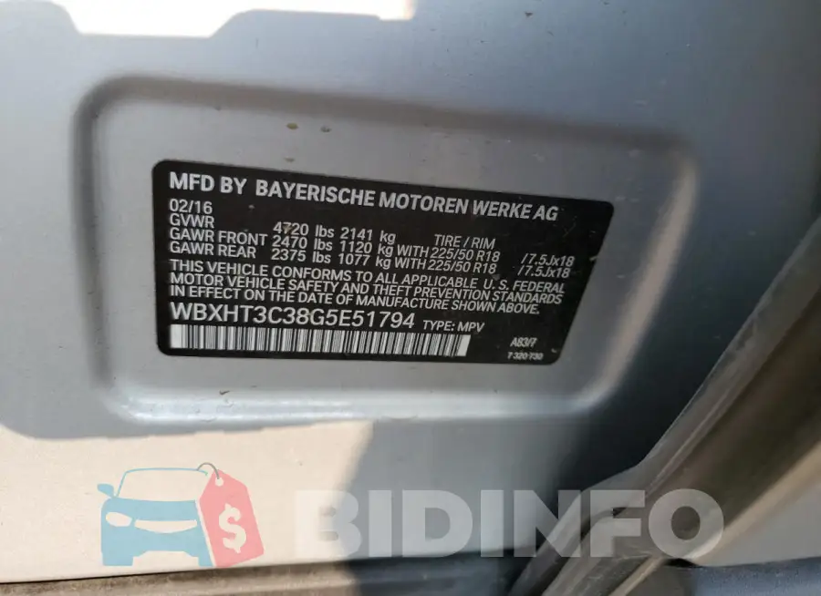 WBXHT3C38G5E51794 Photo# 14