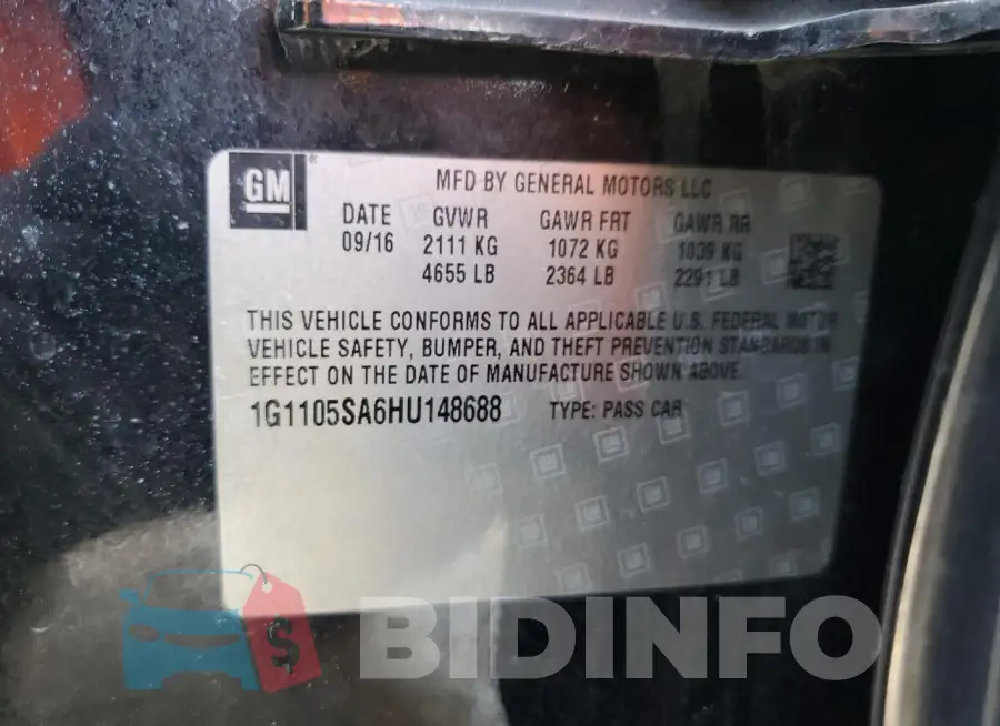 1G1105SA6HU148688 Photo# 12