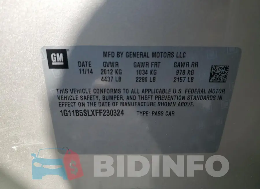 1G11B5SLXFF230324 Photo# 12