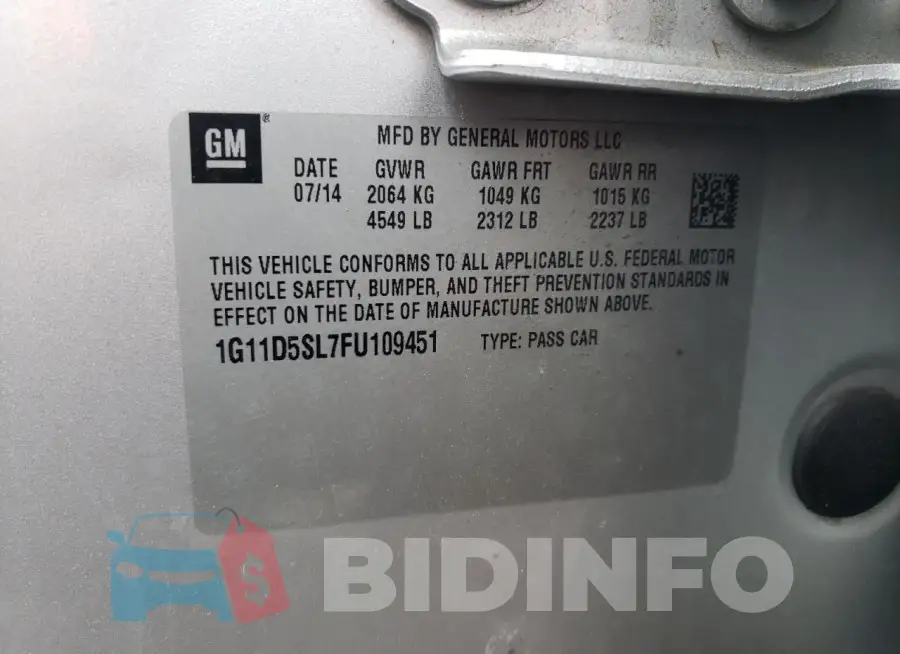 1G11D5SL7FU109451 Photo# 12