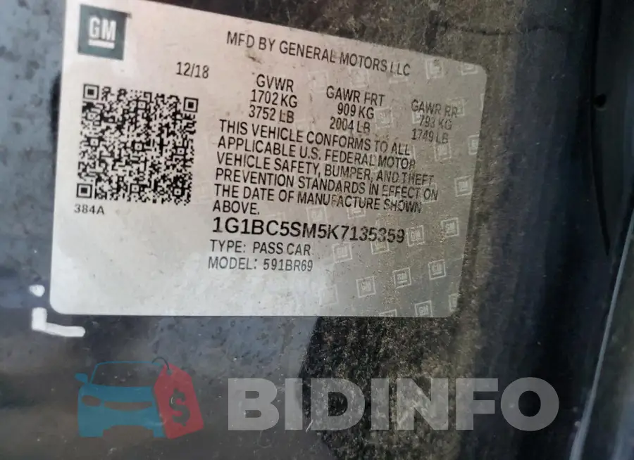 1G1BC5SM5K7135359 Photo# 12