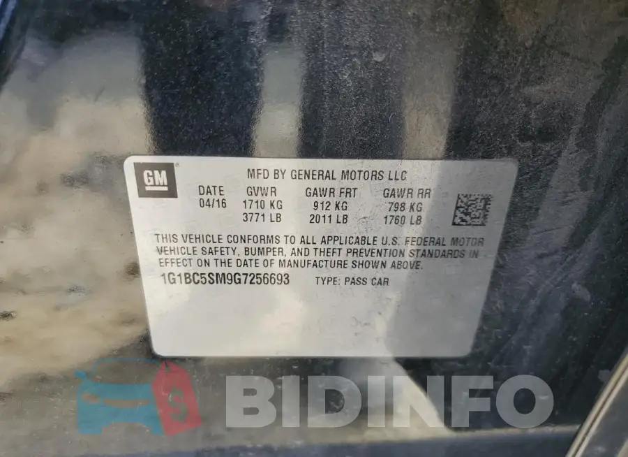 1G1BC5SM9G7256693 Photo# 12