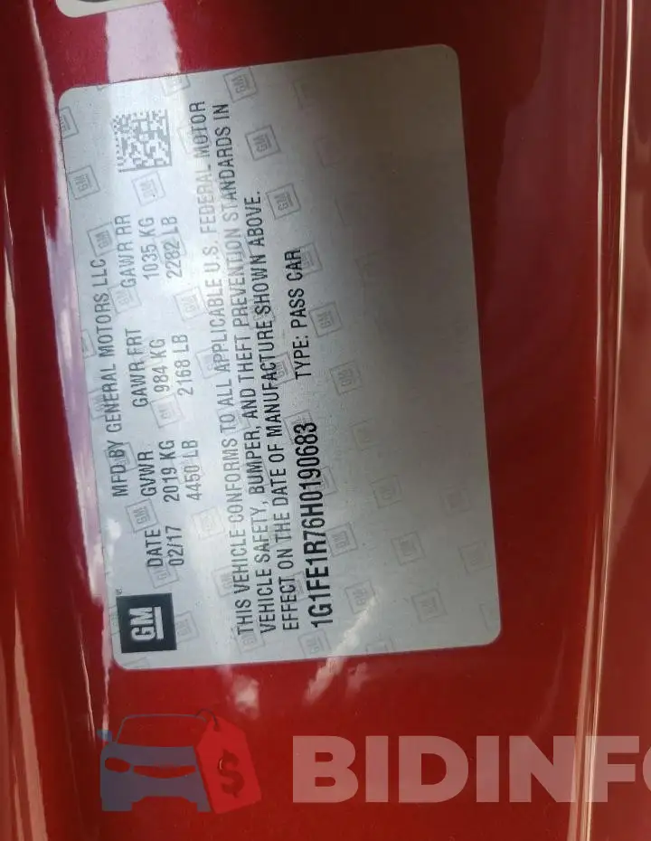 1G1FE1R76H0190683 Photo# 12