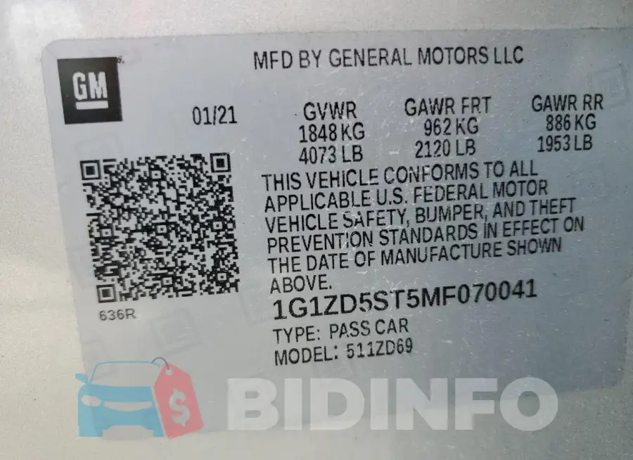 1G1ZD5ST5MF070041 Photo# 12