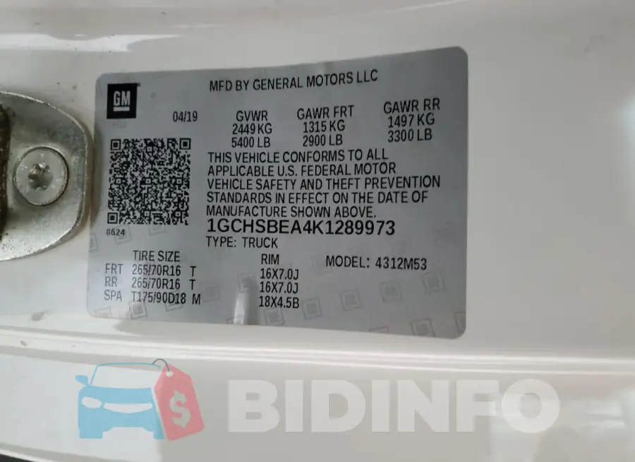 1GCHSBEA4K1289973 Photo# 12