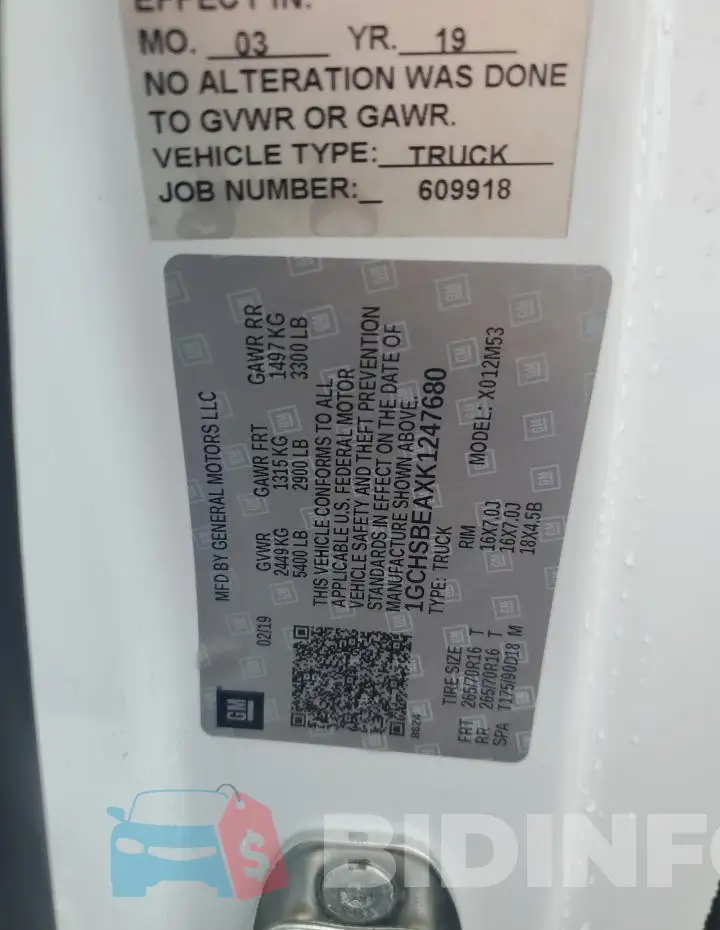 1GCHSBEAXK1247680 Photo# 12