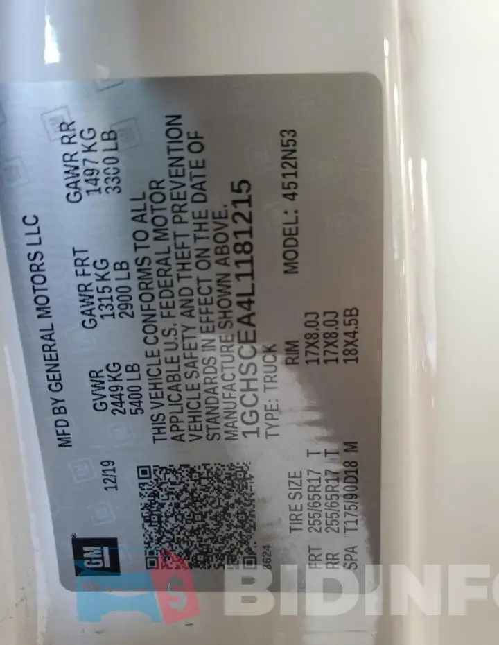 1GCHSCEA4L1181215 Photo# 12