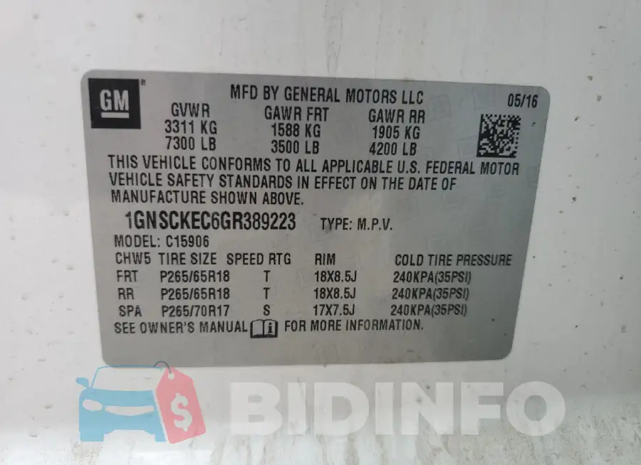 1GNSCKEC6GR389223 Photo# 13