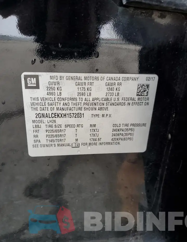 2GNALCEKXH1572031 Photo# 12