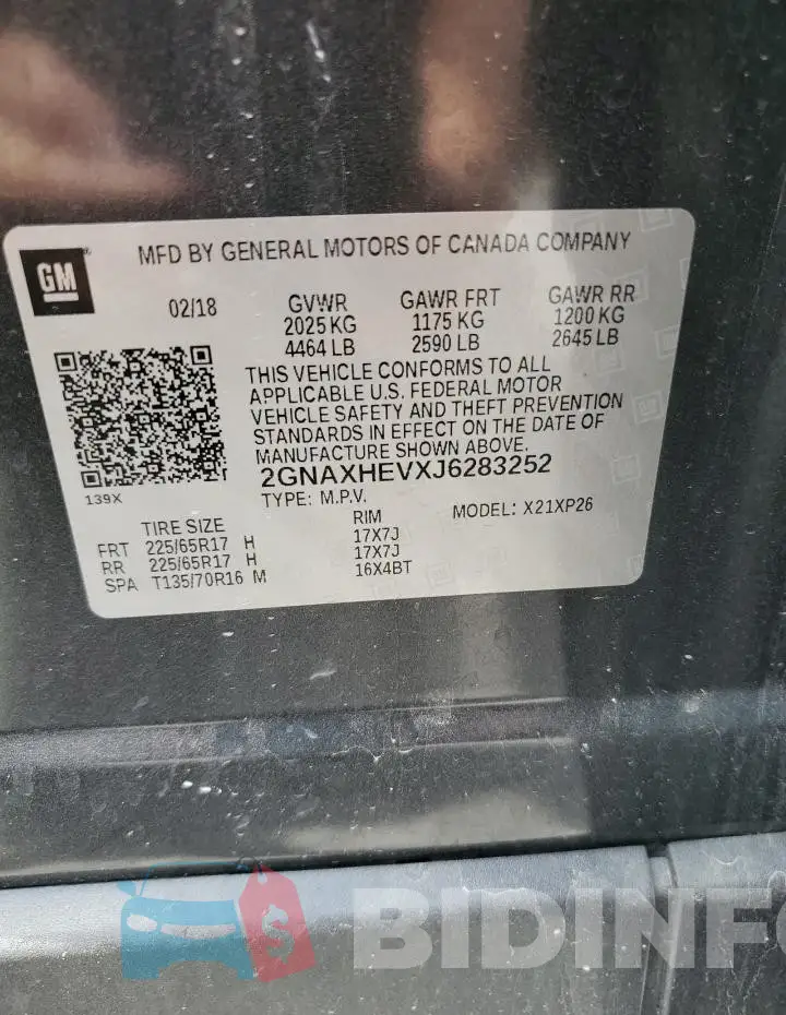 2GNAXHEVXJ6283252 Photo# 12