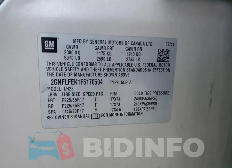 2GNFLFEK1F6170504 Photo# 12