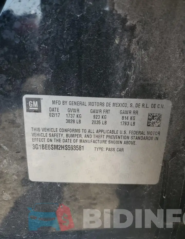 3G1BE6SM2HS593581 Photo# 13