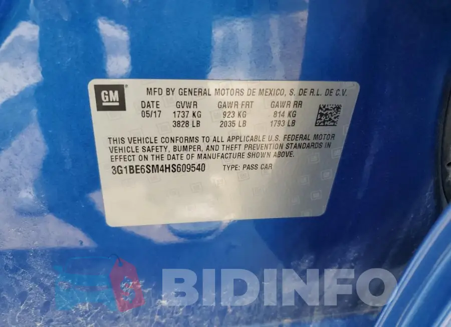 3G1BE6SM4HS609540 Photo# 12