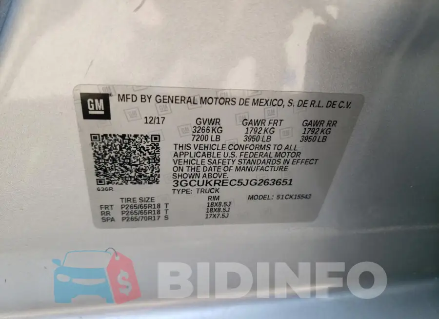 3GCUKREC5JG263651 Photo# 12