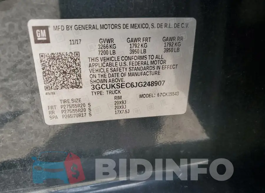 3GCUKSEC6JG248907 Photo# 12