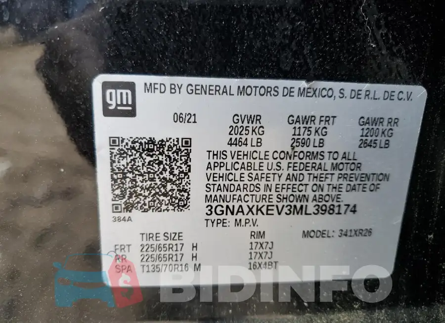 3GNAXKEV3ML398174 Photo# 13