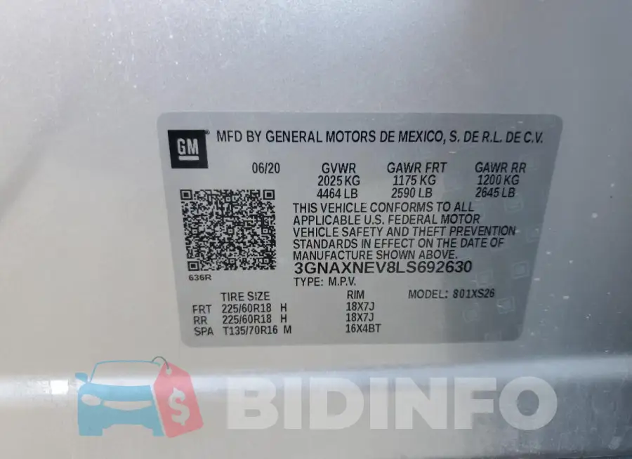 3GNAXNEV8LS692630 Photo# 13
