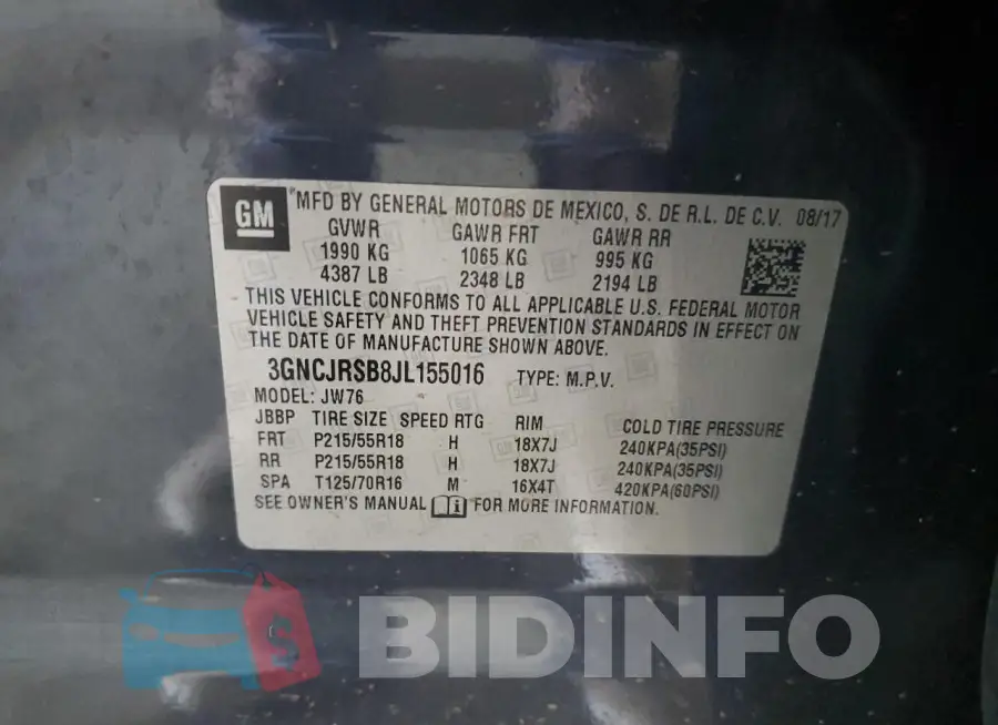 3GNCJRSB8JL155016 Photo# 13