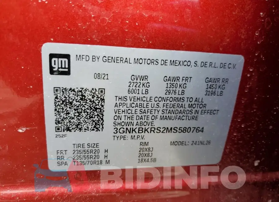 3GNKBKRS2MS580764 Photo# 13