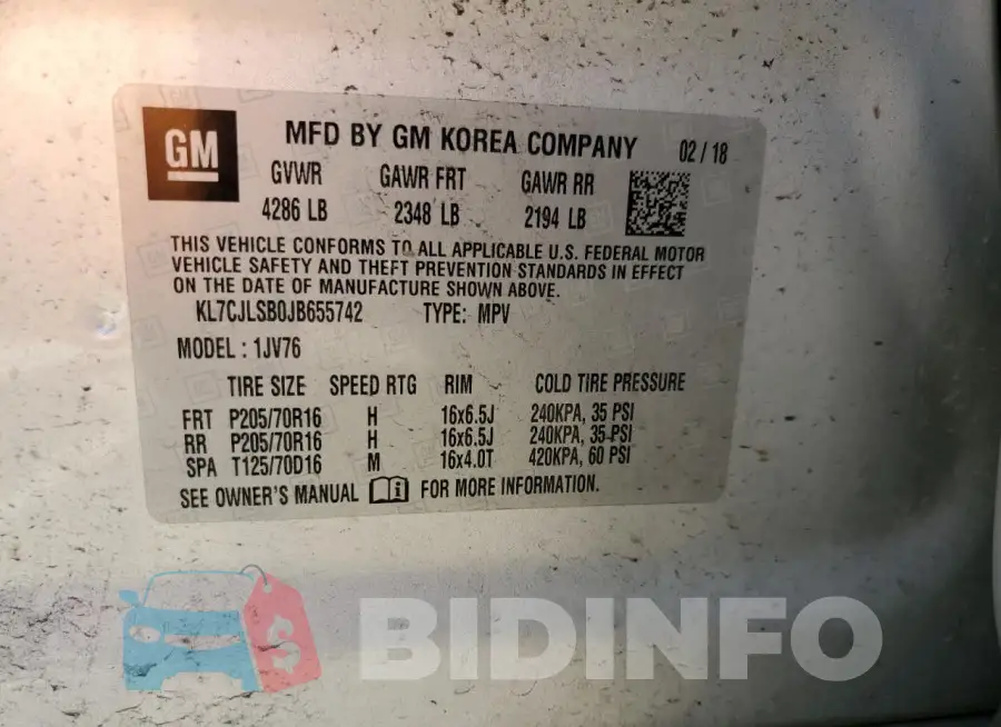 KL7CJLSB0JB655742 Photo# 12