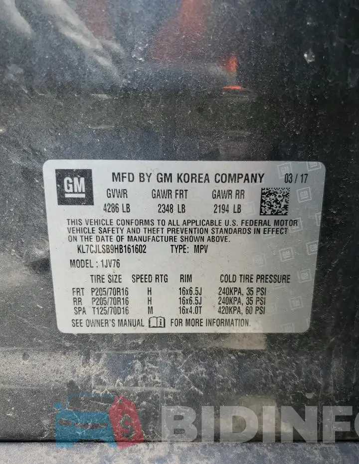 KL7CJLSB9HB161602 Photo# 12