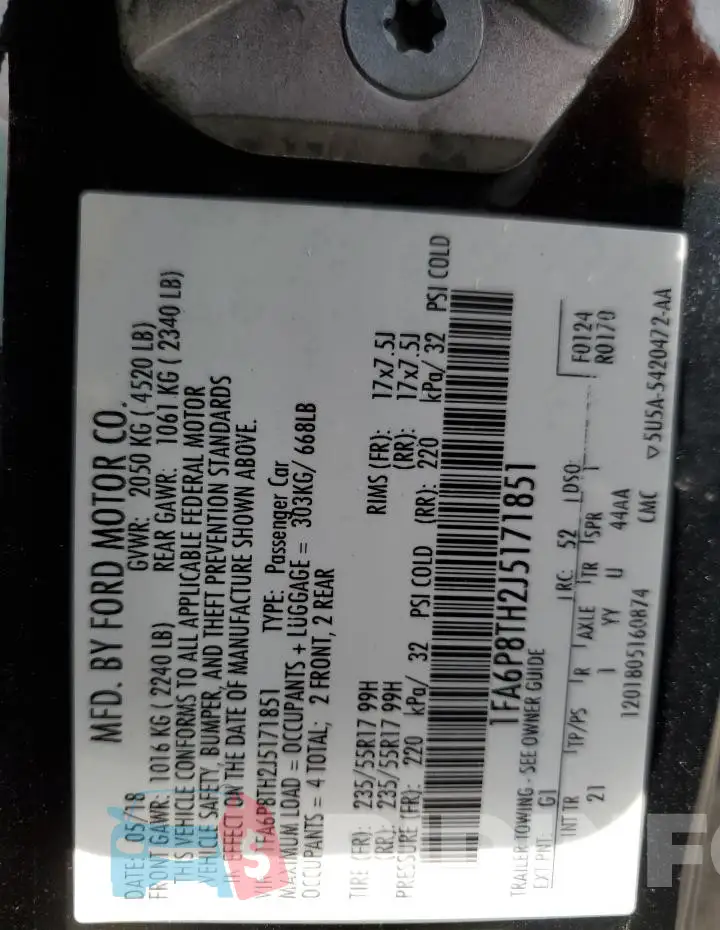1FA6P8TH2J5171851 Photo# 13