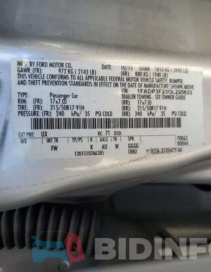 1FADP3F23GL225633 Photo# 12