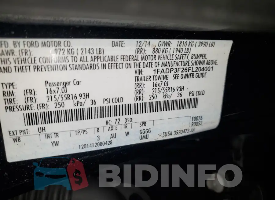 1FADP3F26FL204001 Photo# 12