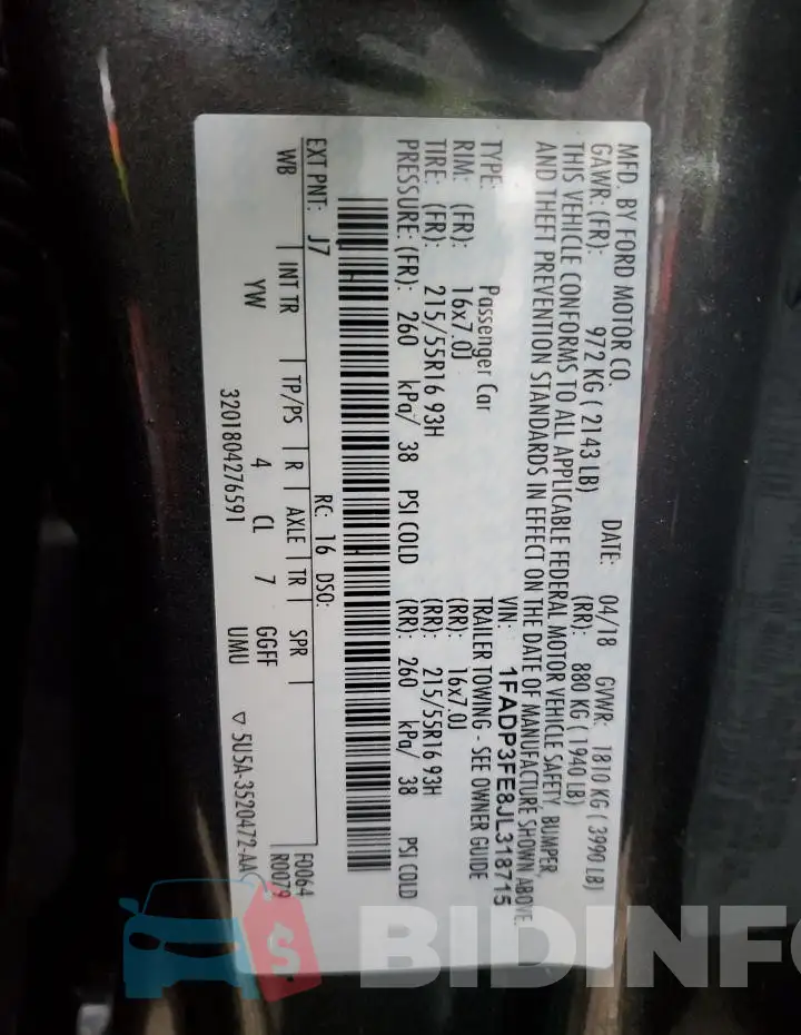 1FADP3FE8JL318715 Photo# 12