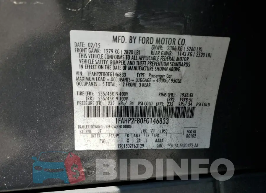 1FAHP2F80FG146833 Photo# 12