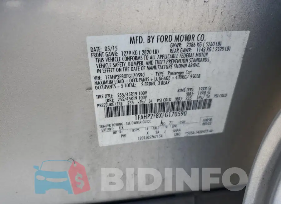 1FAHP2F8XFG170590 Photo# 12