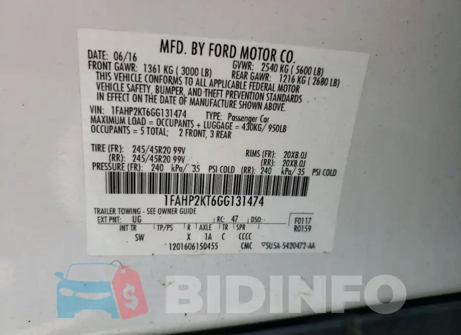 1FAHP2KT6GG131474 Photo# 12