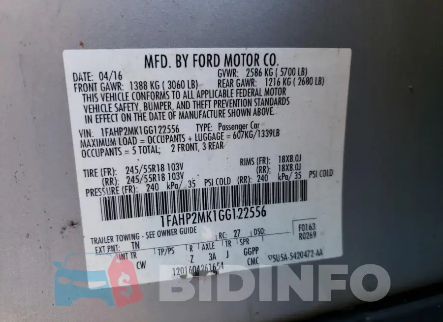 1FAHP2MK1GG122556 Photo# 12