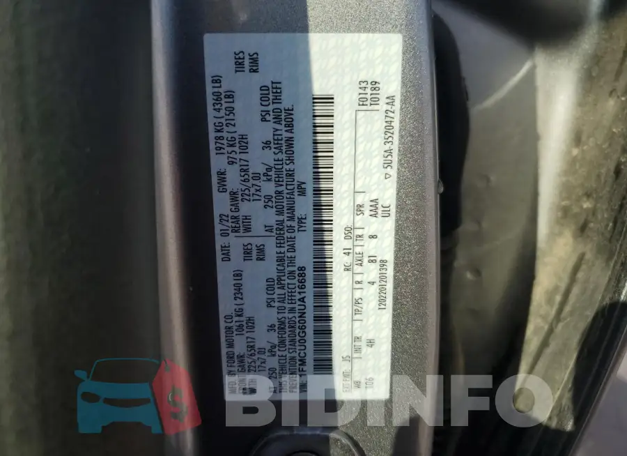 1FMCU0G60NUA16688 Photo# 13