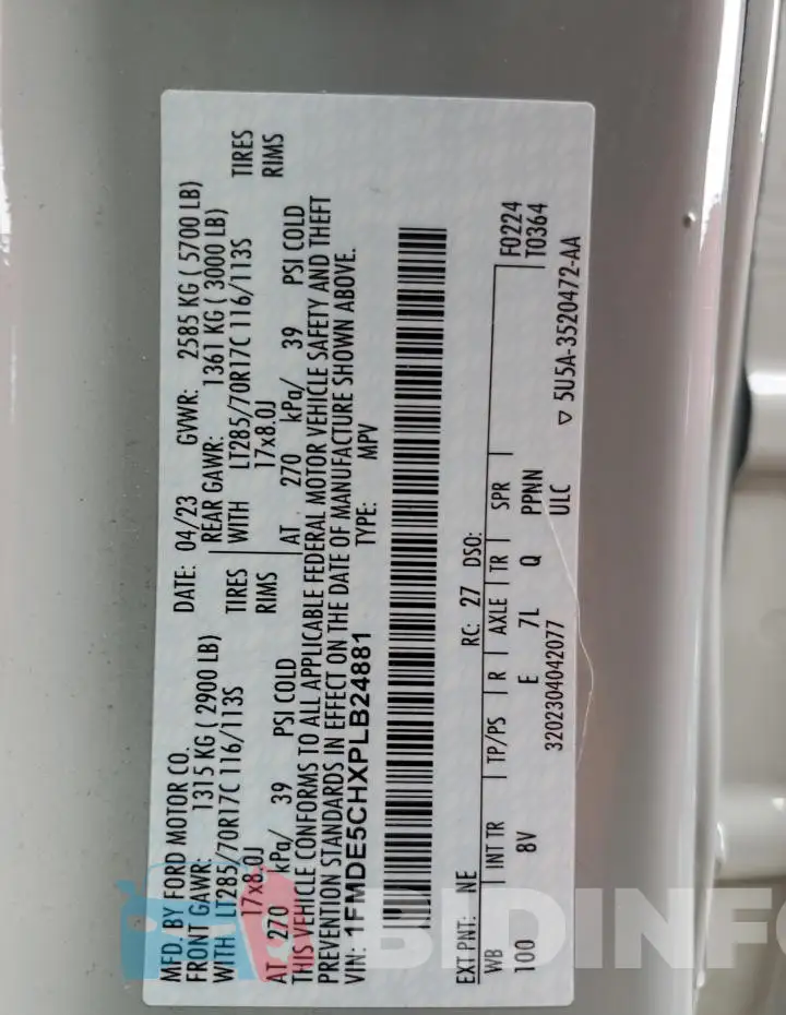 1FMDE5CHXPLB24881 Photo# 13