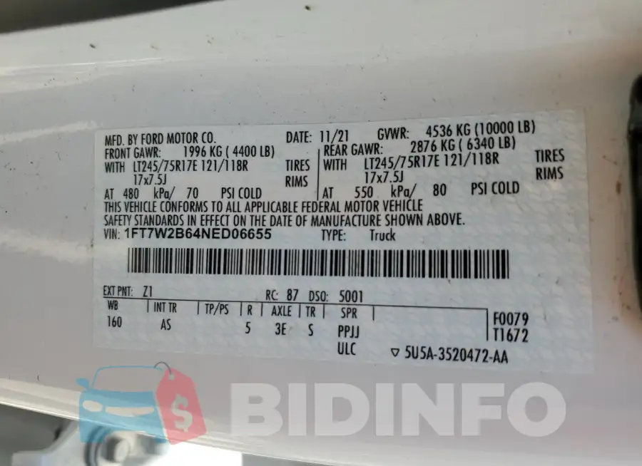 1FT7W2B64NED06655 Photo# 13