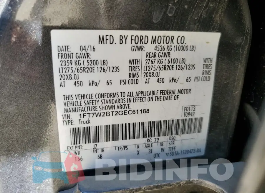 1FT7W2BT2GEC61188 Photo# 13