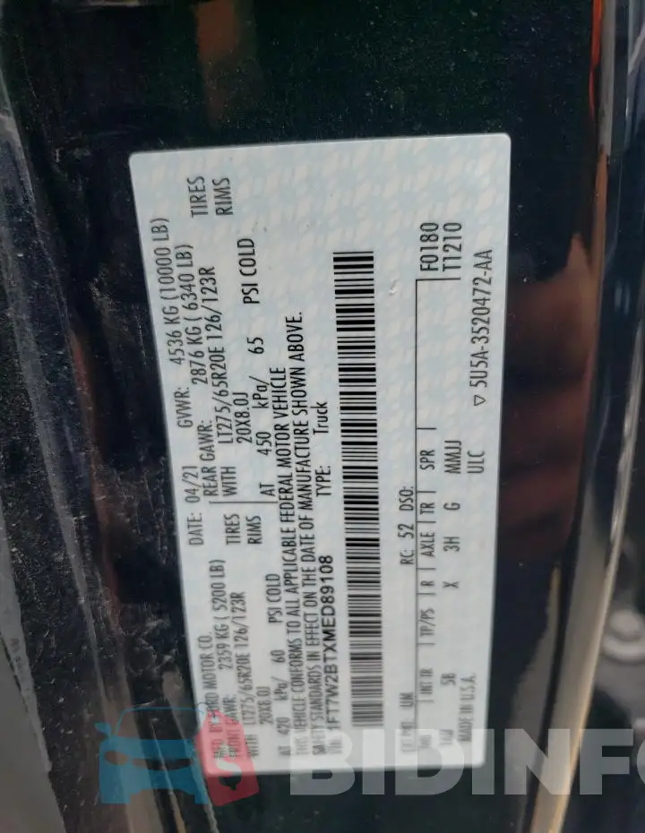 1FT7W2BTXMED89108 Photo# 12