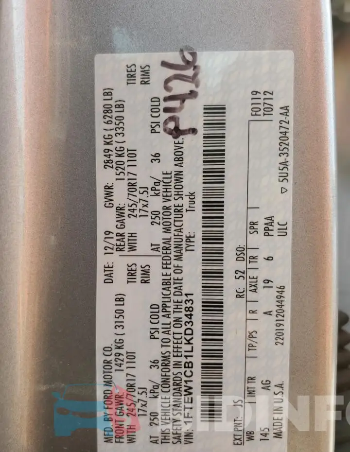 1FTEW1CB1LKD34831 Photo# 12