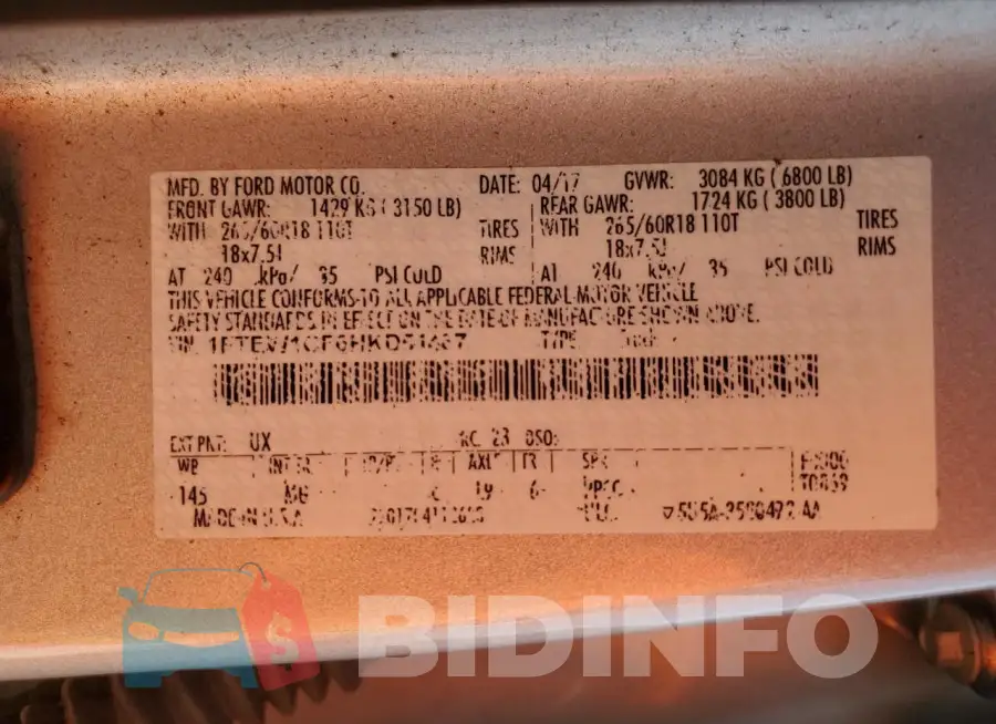 1FTEW1CF6HKD51487 Photo# 13