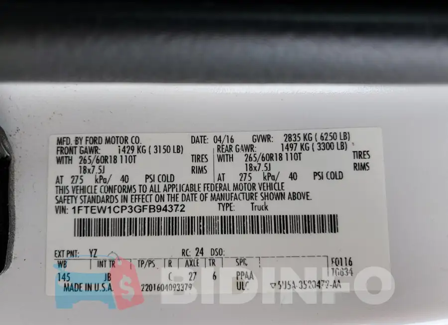 1FTEW1CP3GFB94372 Photo# 12