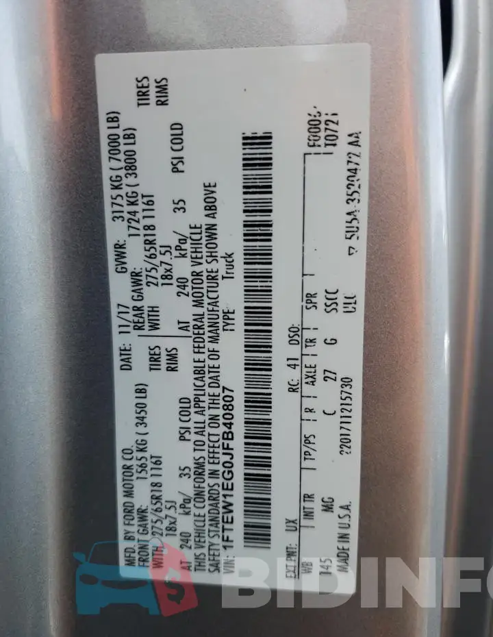 1FTEW1EG0JFB40807 Photo# 12