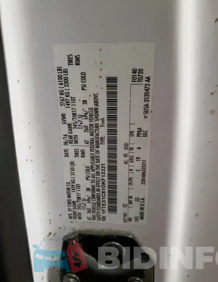 1FTEX1C81GKF13331 Photo# 13