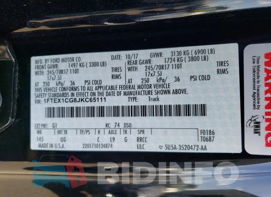 1FTEX1CG8JKC65111 Photo# 12