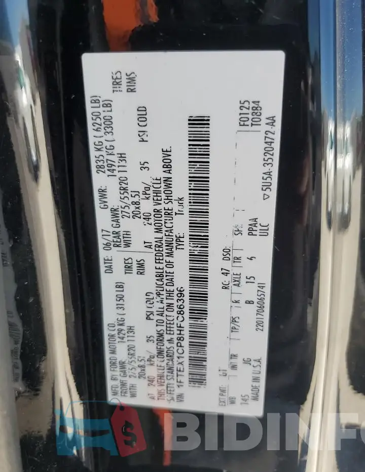 1FTEX1CP8HFC86396 Photo# 12