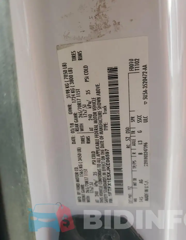 1FTFX1E5XJKE06597 Photo# 12