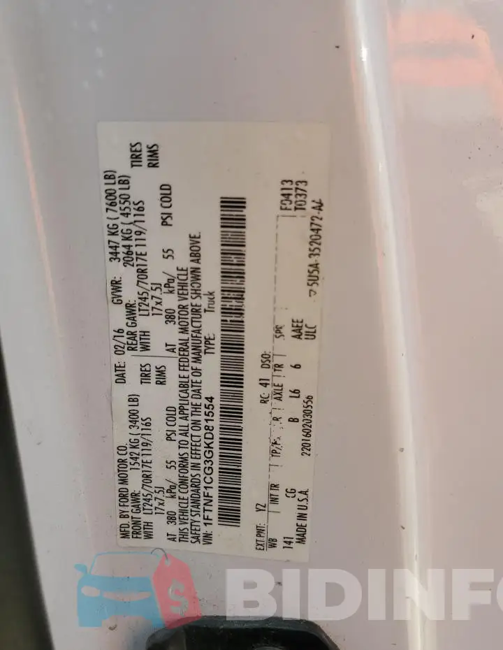 1FTNF1CG3GKD81554 Photo# 13