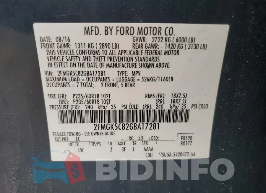2FMGK5C82GBA17281 Photo# 14