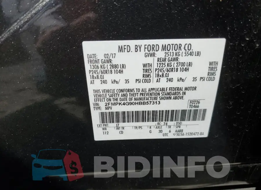 2FMPK4G90HBB57313 Photo# 13